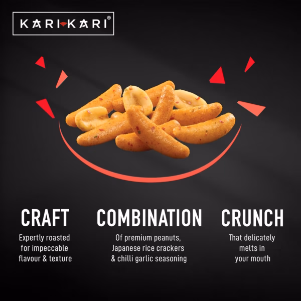 71g9xVZ7rXL._SL1500_ Kari Kari Chilli Garlic Rice Cracker & Peanut Mix | Crunchy Japanese Snacks | Roasted, Non-Fried Healthy | 100% Vegetarian | Party (56g x Pack of 4)