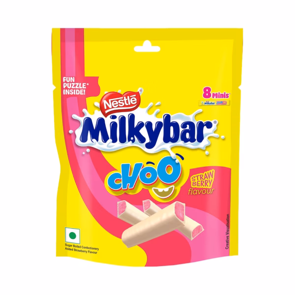 Nestlé Milkybar Choo Strawberry Flavour Mini Treats, 80g Pack (8 x 10g)