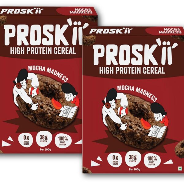 71p3rhoJ+yL._SL1500_ PROSKII Mocha Madness 38g Protein Cereal | Coffee & Cocoa Crunch with Plant-Based | Zero Added Sugar, Gluten-Free, Preservative-Free Breakfast for Gym, Office & College