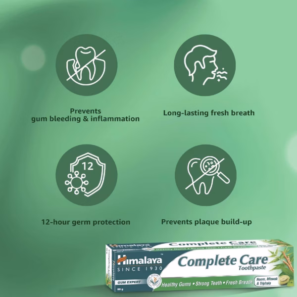 Himalaya Complete Care Toothpaste 600g(150gx4, Pack of 4)| For Strong Teeth & Healthy Gums | With Neem, Miswak & Triphala | Herbal Formulation