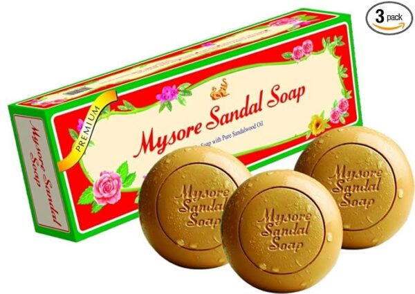 71wjNwiCDXL._SX679_PIbundle-3,TopRight,0,0_SX679SY481SH20_ Mysore Sandalwood & Saffron Soaps For Bath, Chandan & Kesar Bath Soap, Skin Brightening Soap For Men & Women 450g (150 gm x 3)