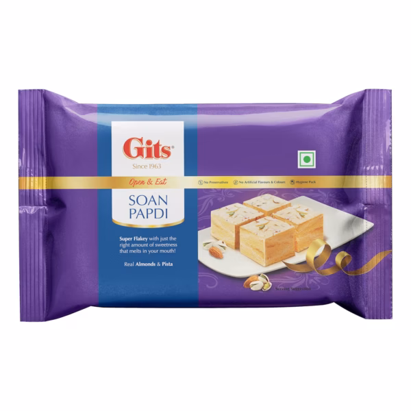 Gits Soan Papdi, Ready to Eat Indian Dessert, 1000g (Pack of 4, 250g Each)