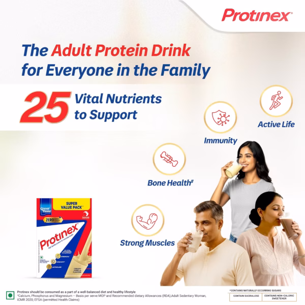 816zF6znQWL._SL1500_ Protinex Creamy Vanilla, 1 Kg | Get 40% daily protein requirement for strong muscles when prepared with 200ml milk | High Protein | Zero Added Sugar | Nutritional Drink for Men and Women