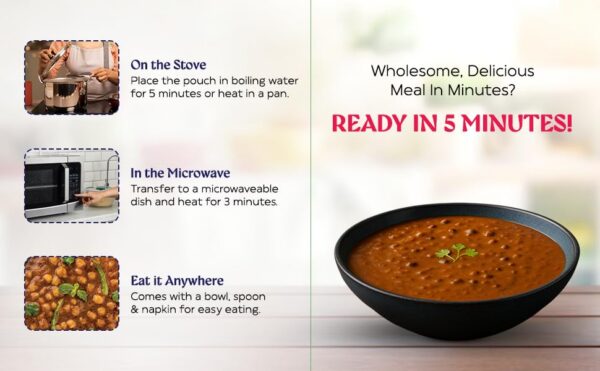 HOCCO Combo Pack of 5 (Chana Masala (300g), Mumbai Bhaji (300g), Dal Makhani (300 g), Smoked Paneer (300 g), & Moong Dal Halwa (250 g) | Just Heat & Eat | No Added Preservative & Colours | Meal Ready in 5 Mins | Serves 2