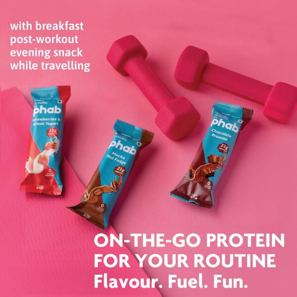 Phab Assorted Protein Bar with 21g Protein, 8g High Fibre & 0 Added Sugar 100% Vegetarian | Healthy & Tasty Protein bars | Trans Fat-Free & No Preservatives Protein bars (Pack of 12 x 65g)