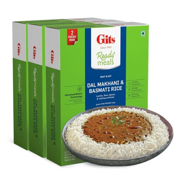Gits Basmati Rice and Dal Makhani Combo, 1125g (Pack of 3 x 375g